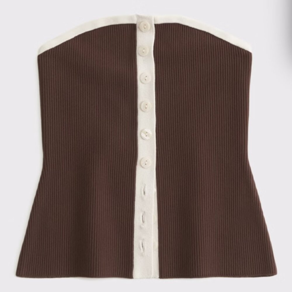 NWT Abercrombie & Fitch Ottoman Button-Front Tube Top